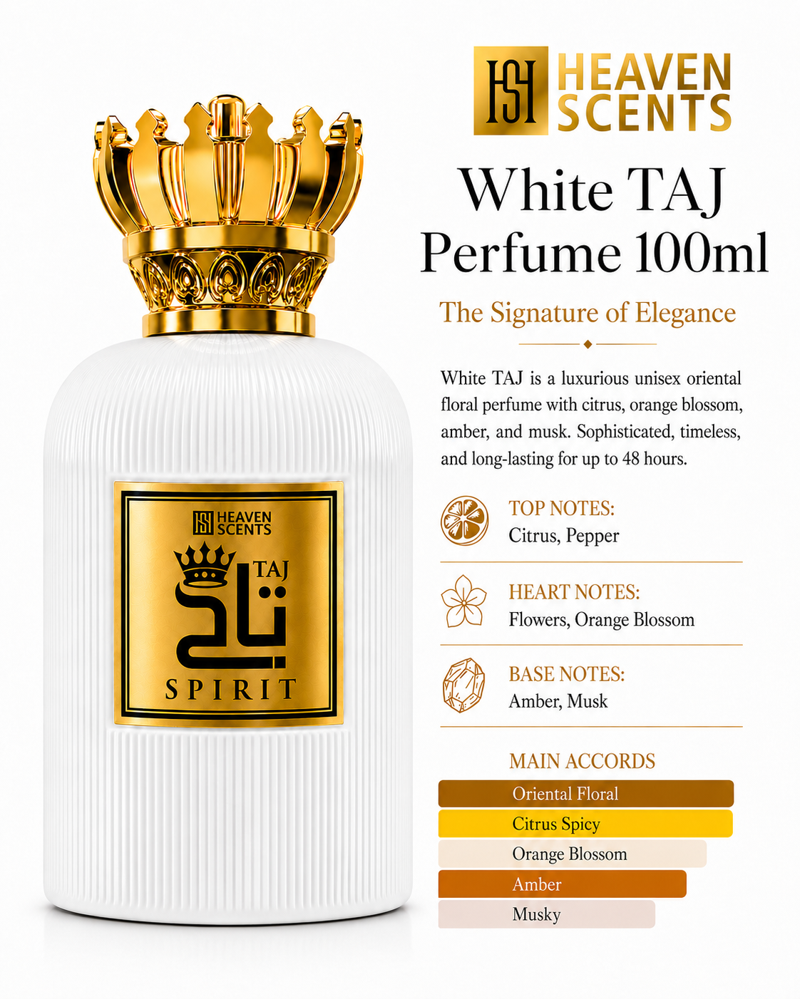 White Taj Perfume 100ml by Heaven Scents, photo 2